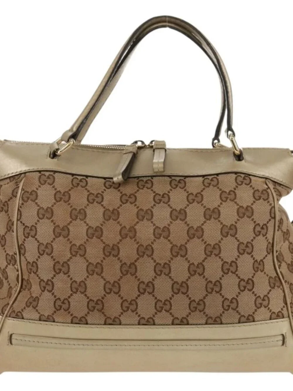 GUCCI GG Canvas Hand Bag 2way Beige Gold 269894 Auth